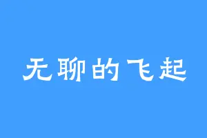 无聊的飞起