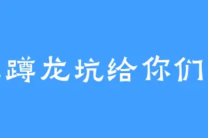 朕在蹲龙坑给你们码字
