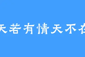 天若有情天不在