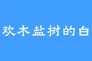喜欢木盐树的白纯