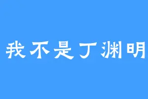 我不是丁渊明